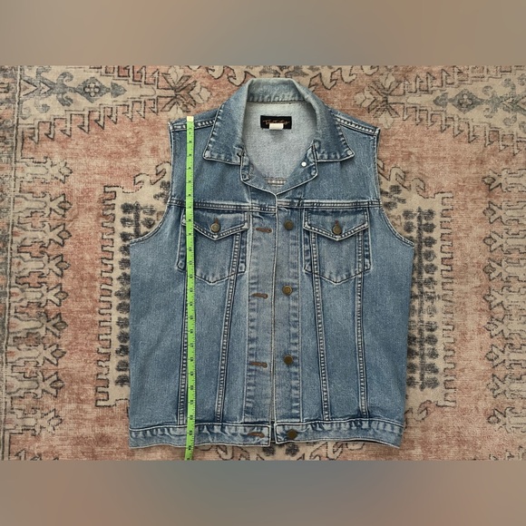 Team Tactics 90s Vintage Y2K Biker Blue Denim Jean Jacket Vest Unisex Medium - Picture 5 of 5